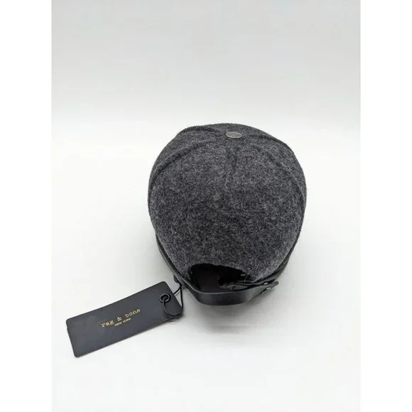 RAG & BONE Lexington 100% wool baseball cap hat - CHARCOAL GRAY - SMALL - Picture 5 of 11